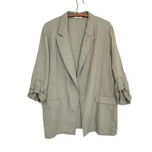 Lilyful Sage green linen oversized blazer career wear basic minimalist capsule L